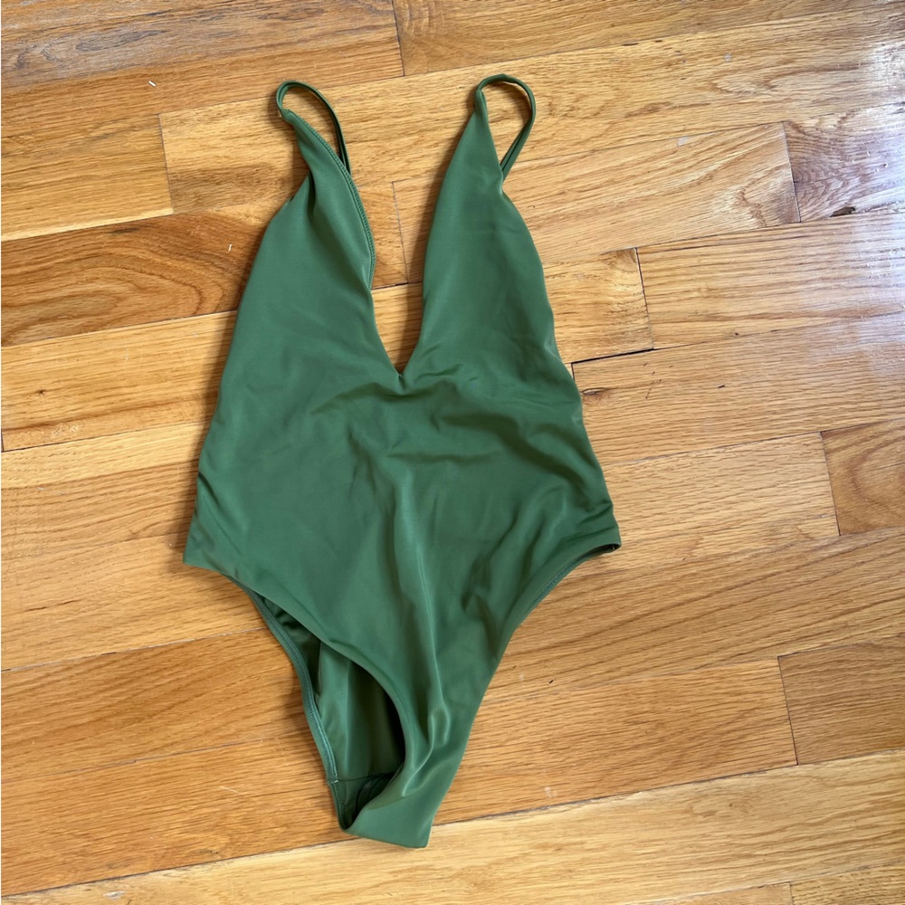 Parade deep v green bathing suit